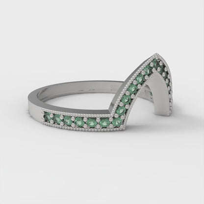 0.1875 cttw Simulated Emerald Round Cut White Gold Eternity Wedding Band