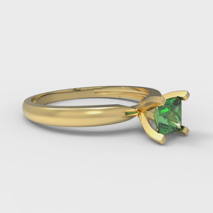 0.5 cttw Simulated Emerald Solitaire  Engagement Ring - Solid Gold (Princess Cut,4mm)