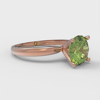 1.5 cttw Natural Peridot Solitaire  Engagement Ring - Solid Gold (Round Cut,7.5mm)