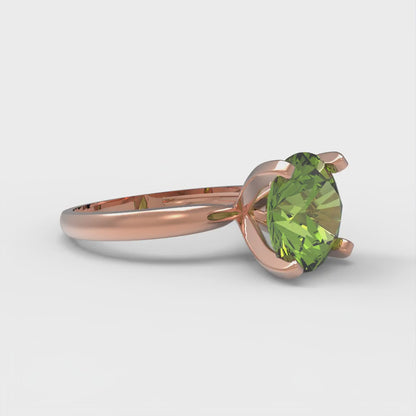 3 cttw Natural Peridot Solitaire  Engagement Ring - Solid Gold (Round Cut,9.0mm)