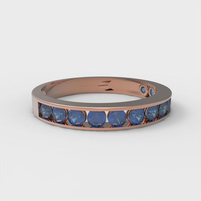 0.39 cttw Simulated Tanzanite Round Cut Rose Gold Eternity Wedding Band