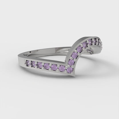 0.165 cttw Simulated Alexandrite Round Cut White Gold Eternity Wedding Band
