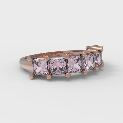 1.75 cttw Simulated Pink Diamond Princess Cut Rose Gold Eternity Wedding Band