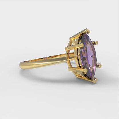 1.5 cttw Natural Amethyst Solitaire  Engagement Ring - Solid Gold (Marquise Cut ,11x5.5mm)