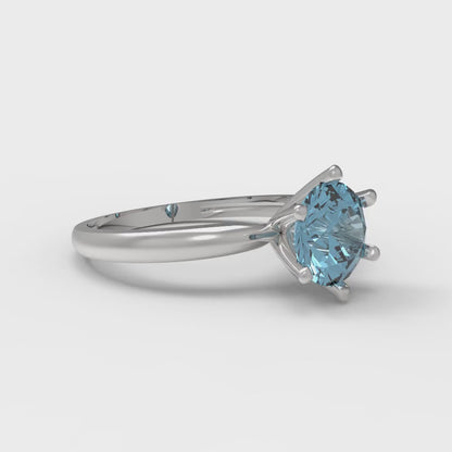 1 cttw Natural Sky Blue Topaz Solitaire  Engagement Ring - Solid Gold (Round Cut,6.5mm)