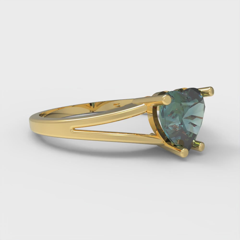 1 cttw Blue Moissanite Solitaire  Engagement Ring - Solid Gold (Heart Cut,6.5mm)