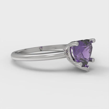 1.25 cttw Natural Amethyst Solitaire  Engagement Ring - Solid Gold (Heart Cut,7.0mm)