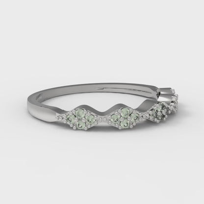 0.1 cttw Simulated Green Diamond Round Cut White Gold Eternity Wedding Band