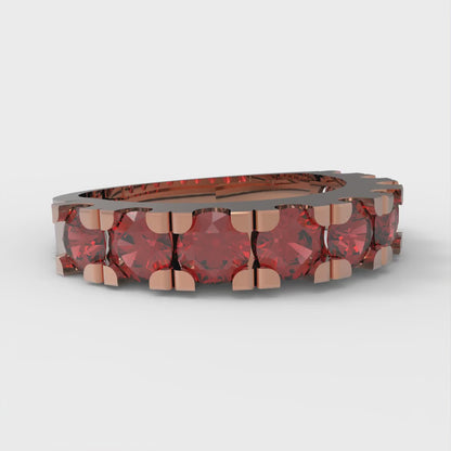 1.53 cttw Simulated Ruby Round Cut Rose Gold Eternity Wedding Band