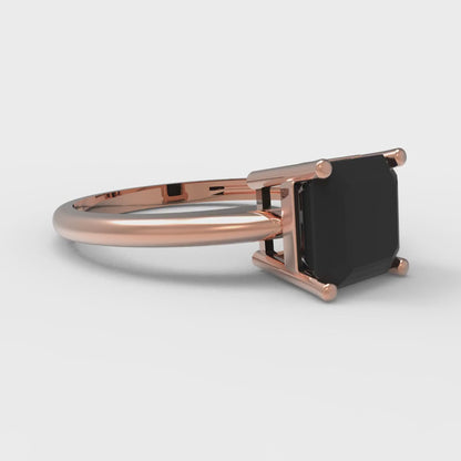 1.5 cttw Natural Onyx Solitaire  Engagement Ring - Solid Gold (Asscher Cut,6.5mm)