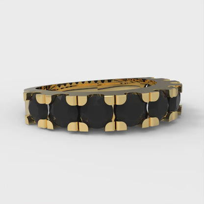 1.53 cttw Natural Onyx Round Cut Yellow Gold Eternity Wedding Band