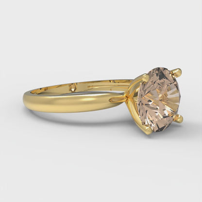 2 cttw Yellow Moissanite Solitaire  Engagement Ring - Solid Gold (Round Cut,8.0mm)