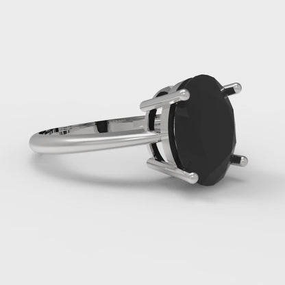 2.5 cttw Natural Onyx Solitaire  Engagement Ring - Solid Gold (Oval Cut,9.5x7.5mm)