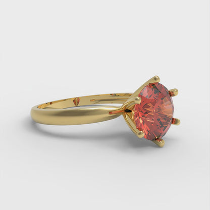 2 cttw Zirconia Simulated Red Diamond Solitaire  Engagement Ring - Solid Gold (VVS1, Round Cut,8.0mm)