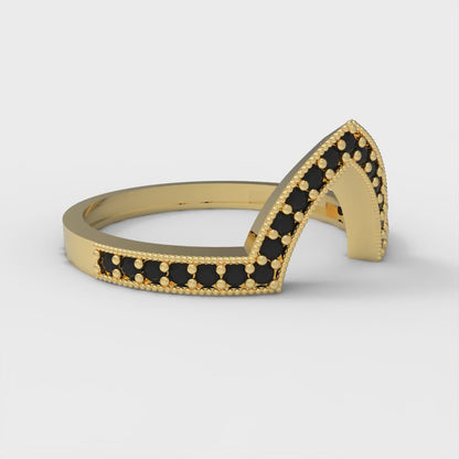 0.1875 cttw Natural Onyx Round Cut Yellow Gold Eternity Wedding Band