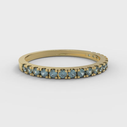 0.285 cttw Natural Swiss Blue Topaz Round Cut Yellow Gold Eternity Wedding Band