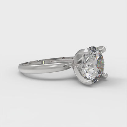 3 cttw White Sapphire Solitaire  Engagement Ring - Solid Gold (Round Cut,9mm)