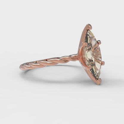 2 cttw Natural Morganite Solitaire  Engagement Ring - Solid Gold (Marquise Cut,12x6mm )