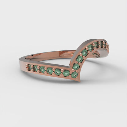 0.165 cttw Simulated Emerald Round Cut Rose Gold Eternity Wedding Band