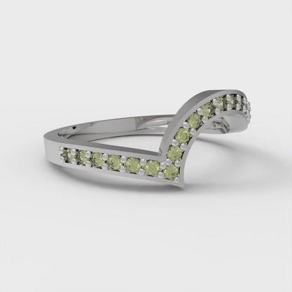 0.165 cttw Natural Peridot Round Cut White Gold Eternity Wedding Band
