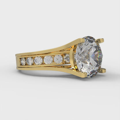 3.39 cttw Round Cut White Sapphire Bridal Set - Solid Yellow Gold Engagement Ring & Wedding Band
