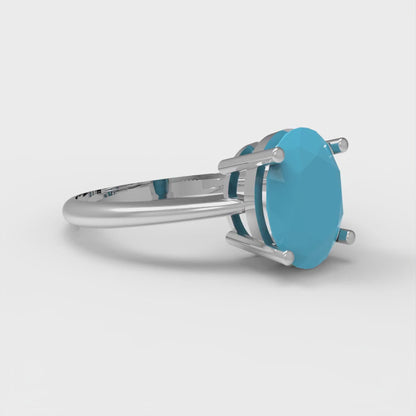 2 cttw Simulated Turquoise Solitaire  Engagement Ring - Solid Gold (Oval Cut,9x7mm)