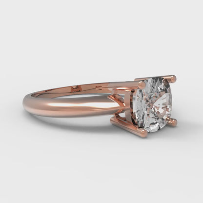 1.5 cttw Certified Moissanite Solitaire  Engagement Ring - Solid Gold (VVS1, D-F,Cushion Cut,6.5mm)