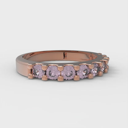 0.63 cttw Simulated Pink Diamond Round Cut Rose Gold Eternity Wedding Band
