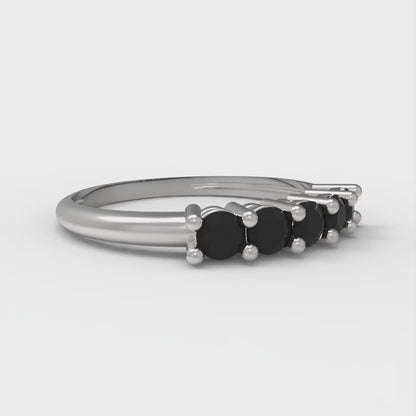 0.35 cttw Natural Onyx Round Cut White Gold Eternity Wedding Band