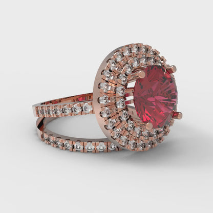 2.73 cttw Round Cut Natural Garnet Bridal Set - Solid Rose Gold Engagement Ring & Wedding Band