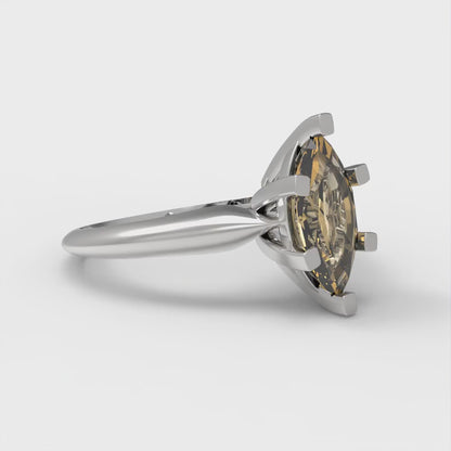 1 cttw Zirconia Simulated Champagne Diamond Solitaire  Engagement Ring - Solid Gold (VVS1, Marquise Cut,10x5mm)