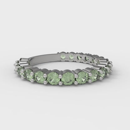 1.2 cttw Simulated Green Diamond Round Cut White Gold Eternity Wedding Band