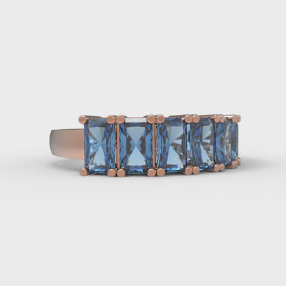 2.61 cttw Simulated Tanzanite Emerald Cut Rose Gold Eternity Wedding Band