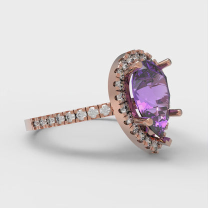 2.38 cttw Simulated Alexandrite Hidden Halo Engagement Ring - Solid Gold (Pear Cut,10x7mm )