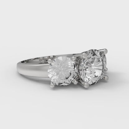 2.5 cttw White Sapphire Three-Stone Engagement Ring - Solid Gold (Round Cut,7.5mm)