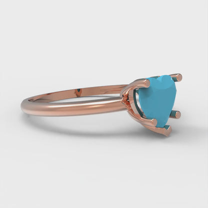 1.25 cttw Simulated Turquoise Solitaire  Engagement Ring - Solid Gold (Heart Cut,7.0mm)