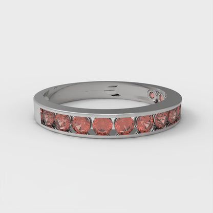 0.39 cttw Simulated Red Diamond Round Cut White Gold Eternity Wedding Band