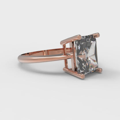 2.5 cttw Certified Moissanite Solitaire  Engagement Ring - Solid Gold (VVS1, D-F,Radiant Cut,8.5x6.5mm)