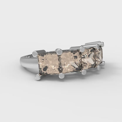 2.5 cttw Yellow Moissanite Princess Cut White Gold Eternity Wedding Band