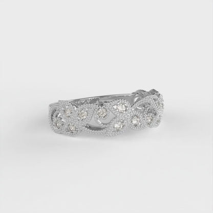 0.17 cttw Natural Morganite Round Cut White Gold Eternity Wedding Band