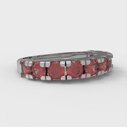 1 cttw Simulated Pink Tourmaline Round Cut White Gold Eternity Wedding Band