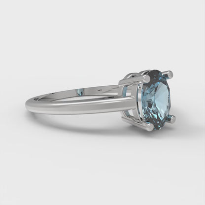1 cttw Natural Aquamarine Solitaire  Engagement Ring - Solid Gold (Oval Cut,7x5mm)