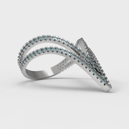0.525 cttw Zirconia Simulated Blue Diamond Statement Engagement Ring - Solid White Gold (VVS1, Round Cut,1.0mm)