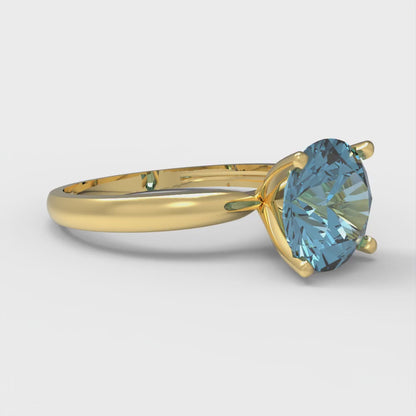 2 cttw Natural Sky Blue Topaz Solitaire  Engagement Ring - Solid Gold (Round Cut,8.0mm)