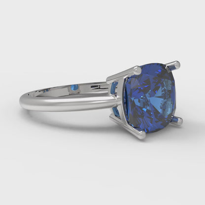 2.5 cttw Simulated Tanzanite Solitaire  Engagement Ring - Solid Gold (Cushion Cut,8mm)