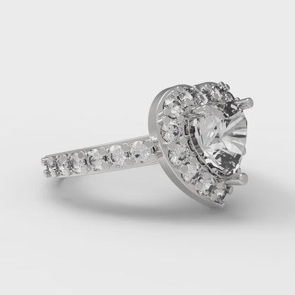 2.03 cttw White Sapphire Hidden Halo Engagement Ring - Solid Gold (Heart Cut,7.0mm)