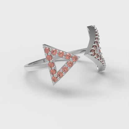 0.2475 cttw Zirconia Simulated Red Diamond Statement Engagement Ring - Solid White Gold (VVS1, Round Cut,1.2mm)
