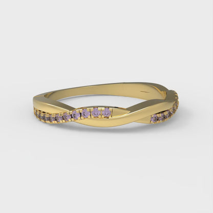0.16 cttw Simulated Alexandrite Round Cut Yellow Gold Eternity Wedding Band