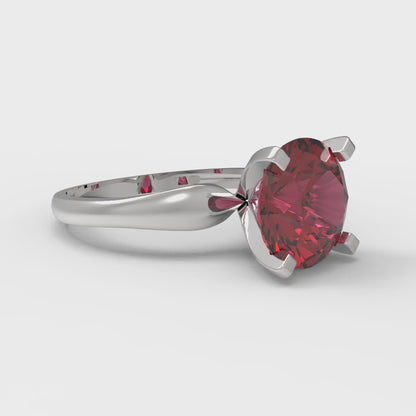 2.5 cttw Natural Garnet Solitaire  Engagement Ring - Solid Gold (Round Cut,8.5mm)