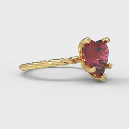 2 cttw Natural Garnet Solitaire  Engagement Ring - Solid Gold (Heart Cut,8.0mm)